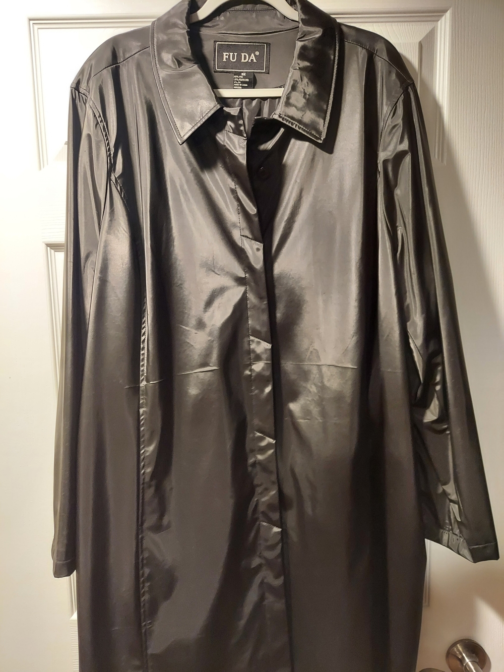FUDA Black Fabric,All -Weather Trench Coat - Picture 3 of 4